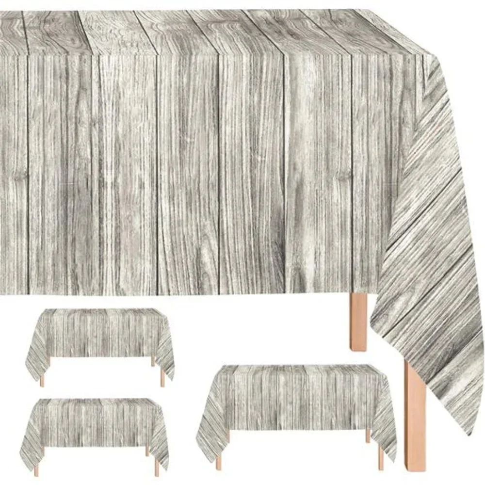 4 Pack Wood Grain Table Cover Plastic Table Covers Western Barn Farmhouse Themed